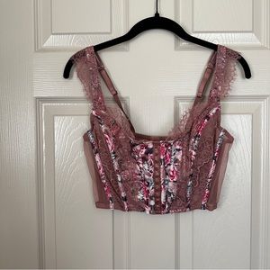 victoria’s secret dream angels mauve pink floral bustier corset bra top